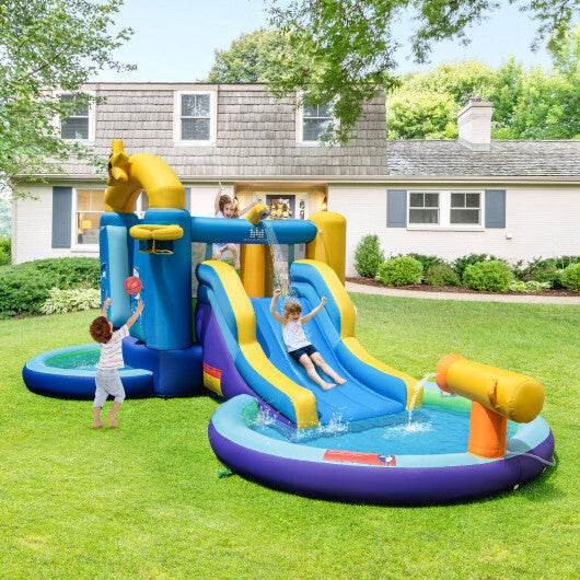 Inflatable Ocean-Themed Bounce House with 680W Blower and 2 Pools W2B