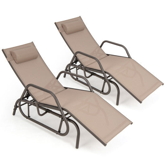 Outdoor Chaise Lounge Glider Chair with Armrests and Pillow-Gray
