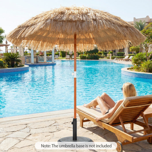 6 FT Thatched Beach Umbrella with Push Button Tilt Carrying Bag Set of 2-Natural W2B