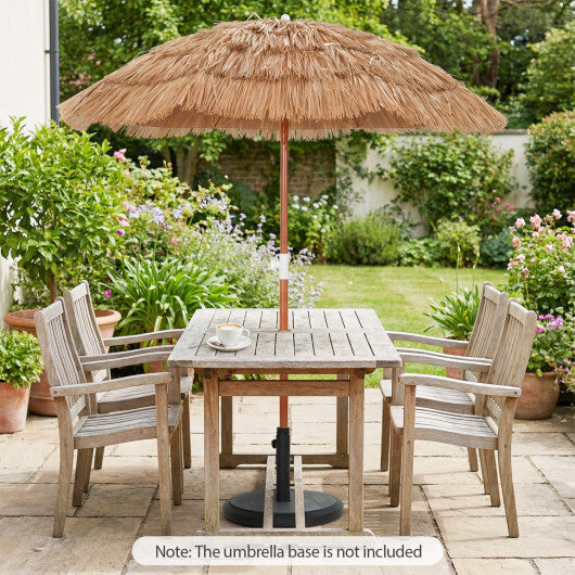 6 FT Thatched Beach Umbrella with Push Button Tilt Carrying Bag Set of 2-Natural W2B