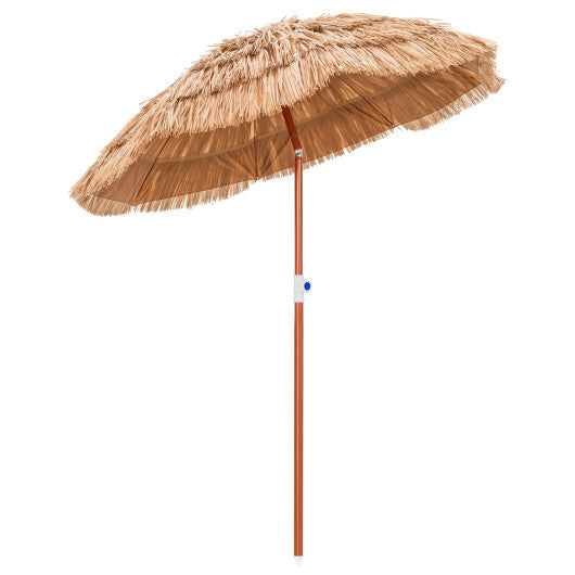 6 FT Tiki Thatched Patio Beach Umbrella with Push Button Tilt Carrying Bag-Colorful W2B