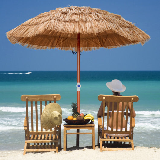 6 FT Tiki Thatched Patio Beach Umbrella with Push Button Tilt Carrying Bag-Colorful W2B