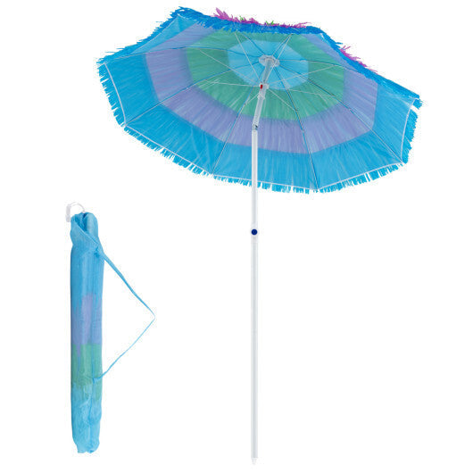6 FT Tiki Thatched Patio Beach Umbrella with Push Button Tilt Carrying Bag-Colorful W2B