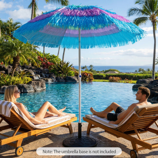 6 FT Tiki Thatched Patio Beach Umbrella with Push Button Tilt Carrying Bag-Colorful W2B