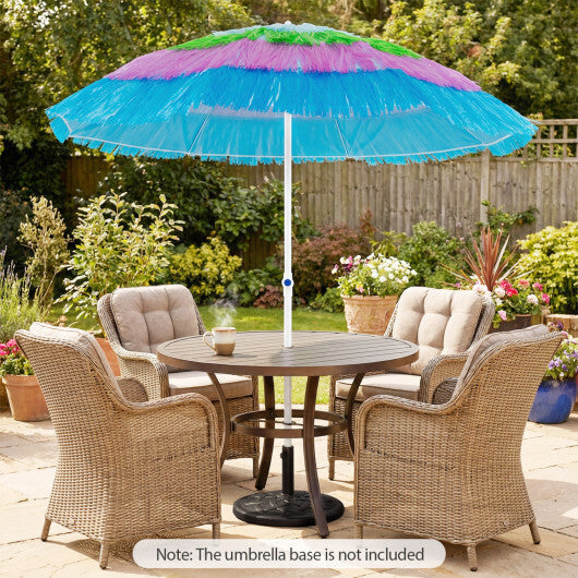6 FT Tiki Thatched Patio Beach Umbrella with Push Button Tilt Carrying Bag-Colorful W2B