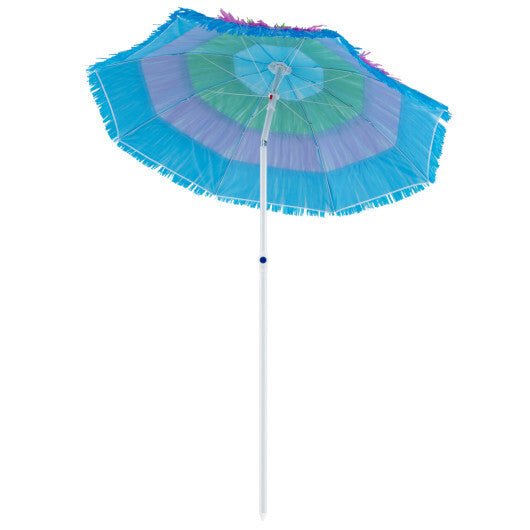 6 FT Tiki Thatched Patio Beach Umbrella with Push Button Tilt Carrying Bag-Colorful W2B