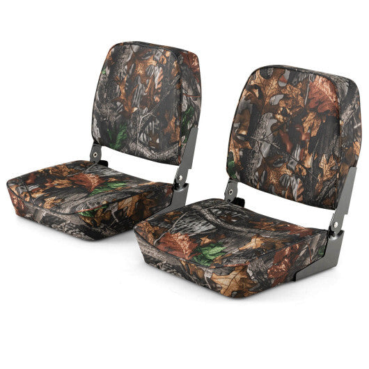 2-Piece Folding Boat Seat Set with Sponge Padding-Camouflage W2B