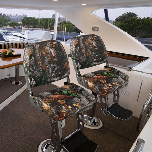 2-Piece Folding Boat Seat Set with Sponge Padding-Camouflage W2B