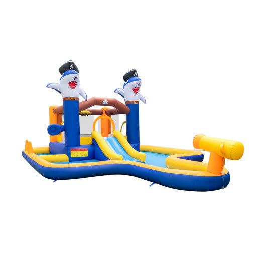 7-In-1 Water Slide Park with Splash Pool and Water Cannon with 750W Blower