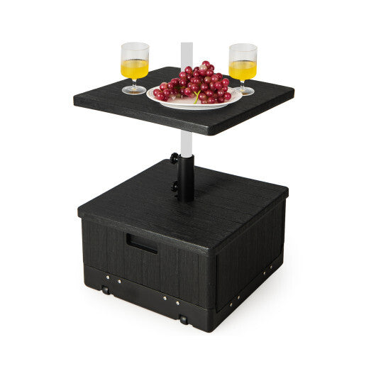 175 LBS Outdoor Fillable Umbrella Base with Table Tray-Black W2B
