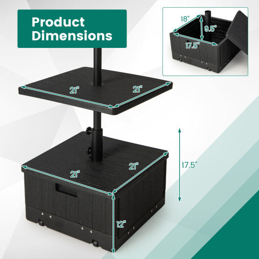 175 LBS Outdoor Fillable Umbrella Base with Table Tray-Black W2B