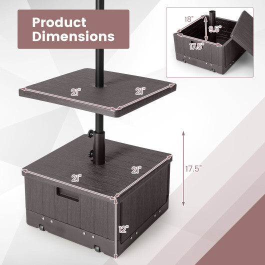 175 LBS Outdoor Fillable Umbrella Base with Table Tray-Black W2B