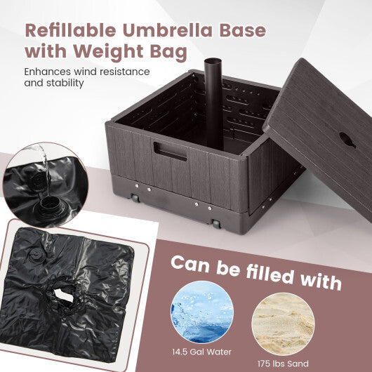 175 LBS Outdoor Fillable Umbrella Base with Table Tray-Black W2B