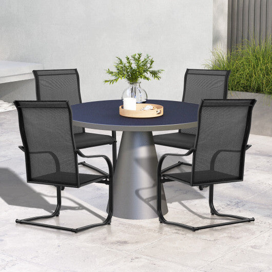 2 Pieces C-Spring Motion Patio Dining Chairs with Breathable Fabric-Brown