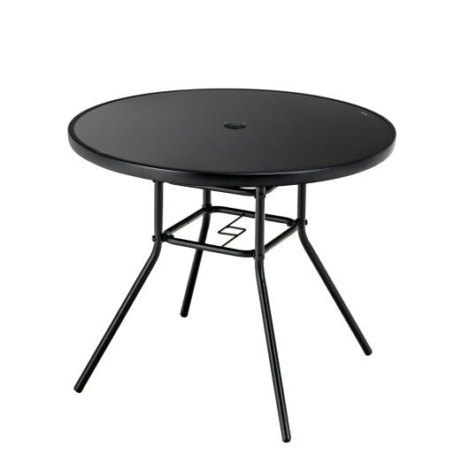 34 Inch Patio Dining Table with 1.5 inch Umbrella Hole for Garden W2B