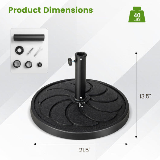 40LBS 21.5Inch Round Outdoor Umbrella Base W2B