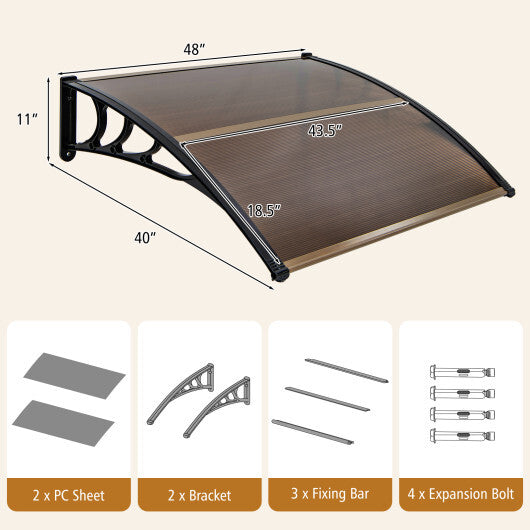 Outdoor Front Door Patio Overhang Awning for Sunlight Rain Snow Wind Protection-40 x 40 Inch W2B