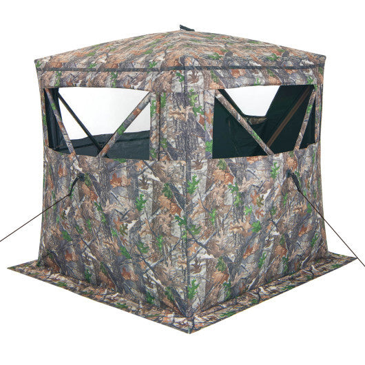 2-3 Person Hunting Blind Portable Pop Up Ground Tent with Carry Bag and Storage Pocket W2B