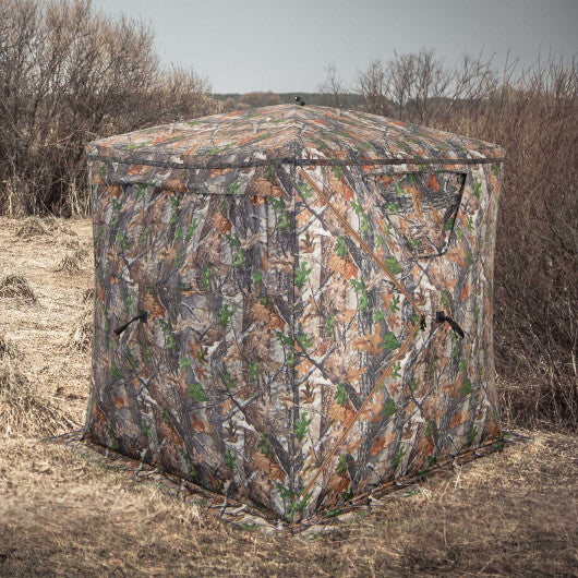 2-3 Person Hunting Blind Portable Pop Up Ground Tent with Carry Bag and Storage Pocket W2B