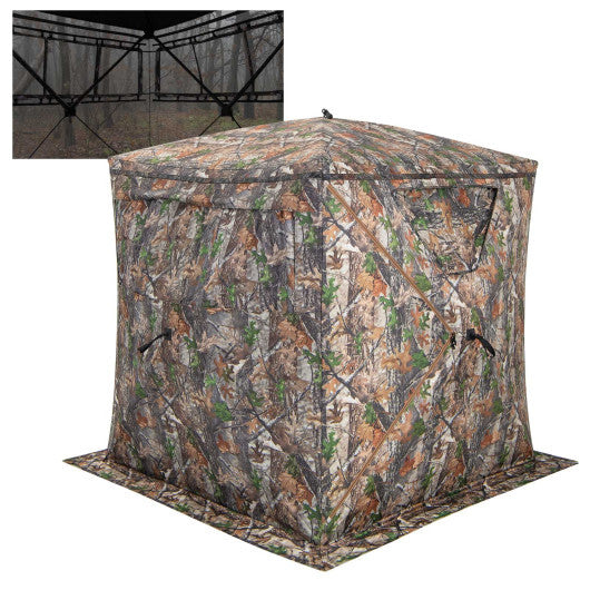 2-3 Person Hunting Blind Portable Pop Up Ground Tent with Carry Bag and Storage Pocket W2B