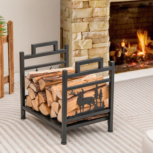 18.5 Inch Metal Firewood Rack with Dual Handles W2B