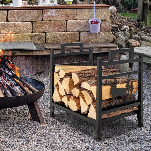 18.5 Inch Metal Firewood Rack with Dual Handles W2B