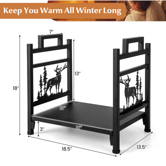 18.5 Inch Metal Firewood Rack with Dual Handles W2B