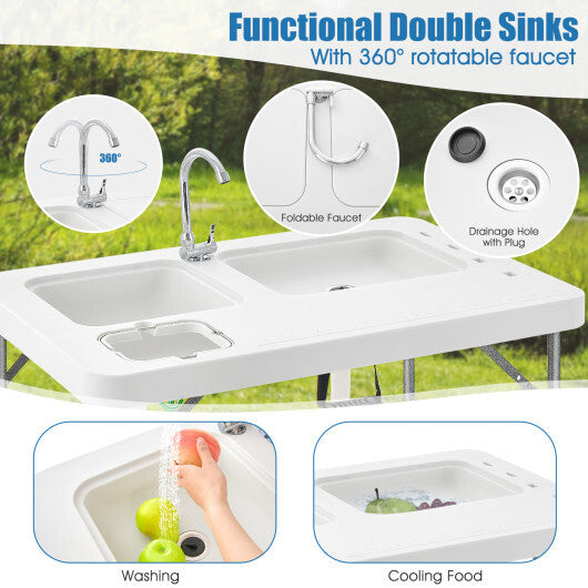 2-in-1 Folding Fish Cleaning Table-White W2B