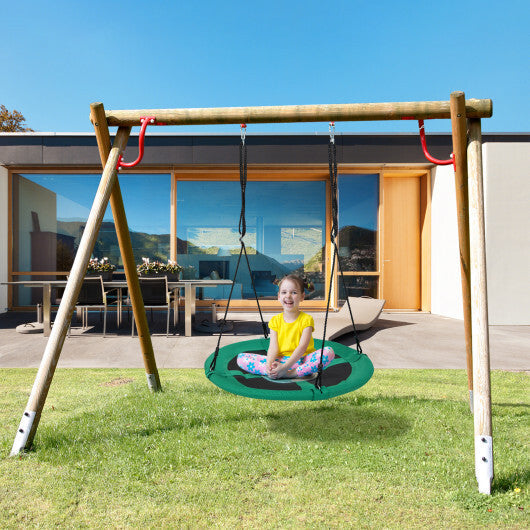 40 Inches Saucer Tree Swing Round with Adjustable Ropes and Carabiners-Green W2B