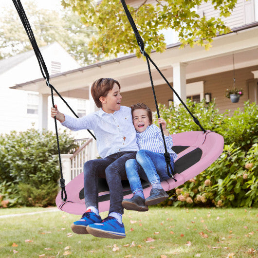 40 Inches Saucer Tree Swing Round with Adjustable Ropes and Carabiners-Green W2B