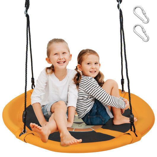 40 Inches Saucer Tree Swing Round with Adjustable Ropes and Carabiners-Green W2B