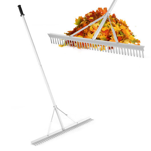 Aluminum Rake with 36 Inch Wide Rake Head and 68 Inch Long Handle W2B