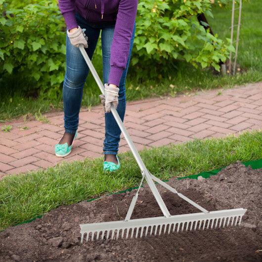 Aluminum Rake with 36 Inch Wide Rake Head and 68 Inch Long Handle W2B