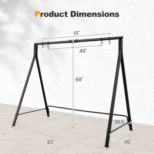 Patio Metal Swing Stand with A-Shaped Structure-Black W2B