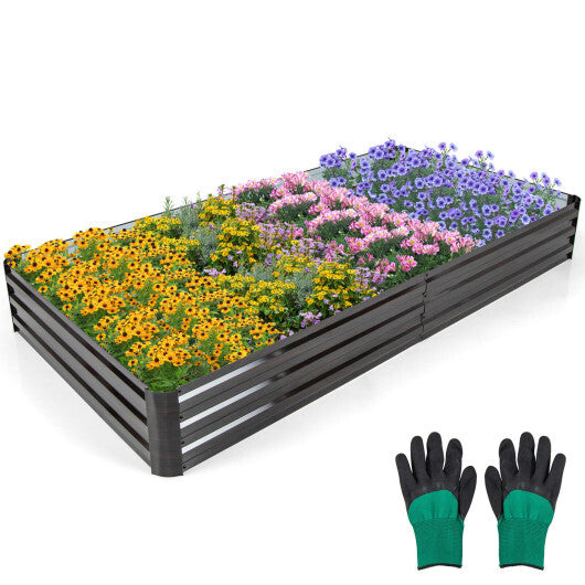 Large Outdoor Metal Planter Box for Vegetable Fruit Herb Flower-Coffee W2B