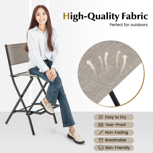 Folding Bar Stools Set of 2 Backrest Humanized Footrest-Blue