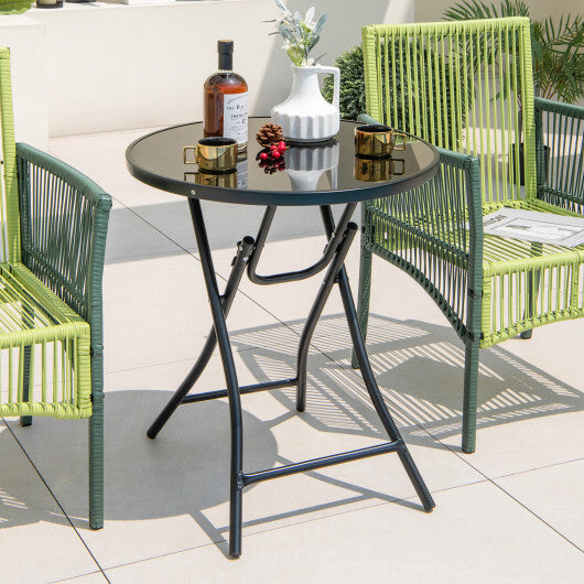 23 Inch Round Bistro Table with Tempered Glass Tabletop W2B