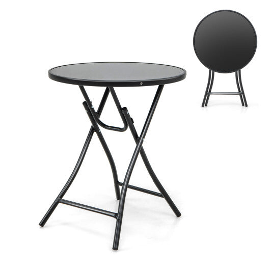 23 Inch Round Bistro Table with Tempered Glass Tabletop W2B