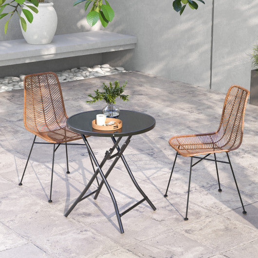 23 Inch Round Bistro Table with Tempered Glass Tabletop W2B