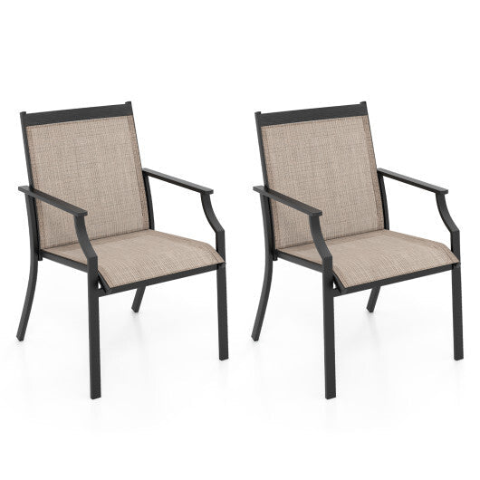 2 Piece Patio Dining Chairs Large Outdoor Chairs with Breathable Seat and Metal Frame-Blue W2B