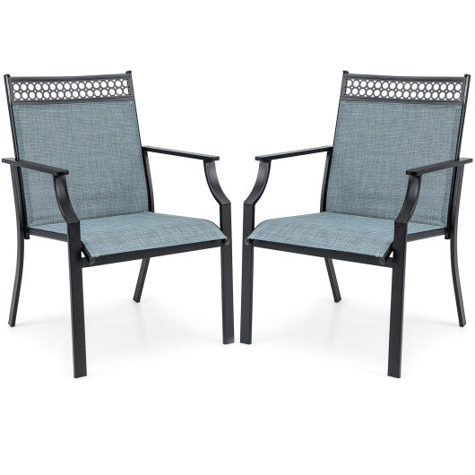 Patio Chairs Set of 2 with All Weather Breathable Fabric-Blue W2B