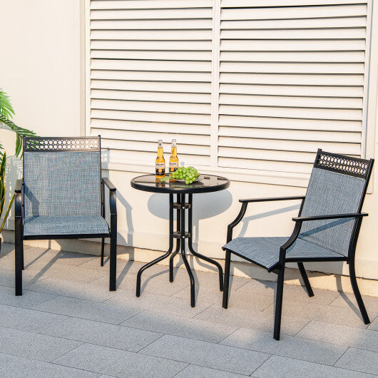 Patio Chairs Set of 2 with All Weather Breathable Fabric-Blue W2B