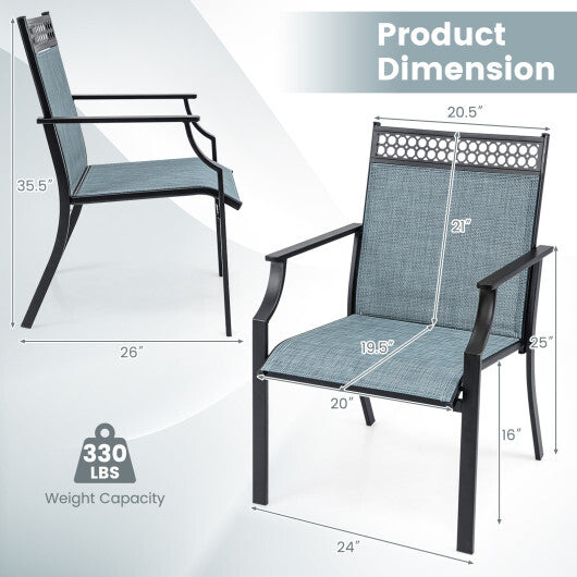 Patio Chairs Set of 2 with All Weather Breathable Fabric-Blue W2B