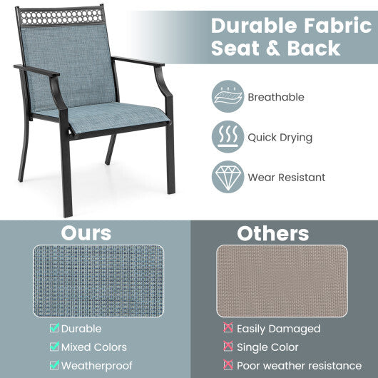 Patio Chairs Set of 2 with All Weather Breathable Fabric-Blue W2B