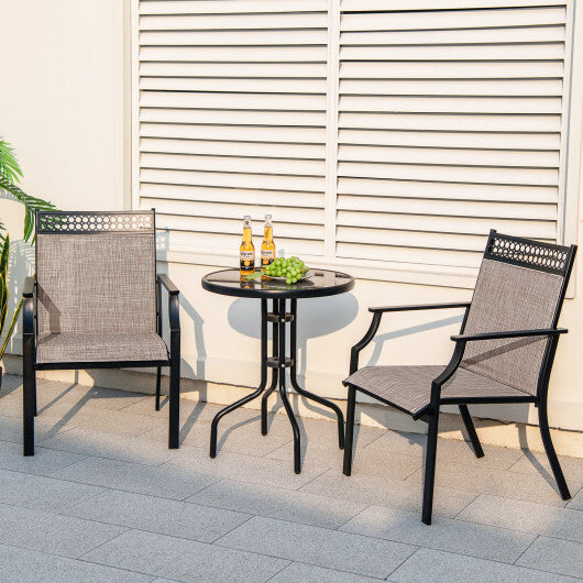 Patio Chairs Set of 2 with All Weather Breathable Fabric-Blue W2B