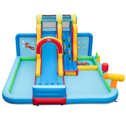 Inflatable Water Slide Water Park with Long Slide and Splash Pools and Ball Pit without Blower W2B