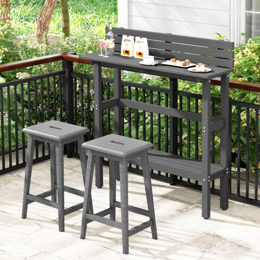 48 Inch Patio Pub Height Table with Storage Shelf and Adjustable Foot Pads-Brown