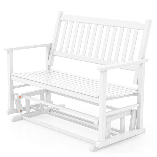 2 Seats Outdoor Glider Bench with Armrests and Slatted Seat-Gray W2B