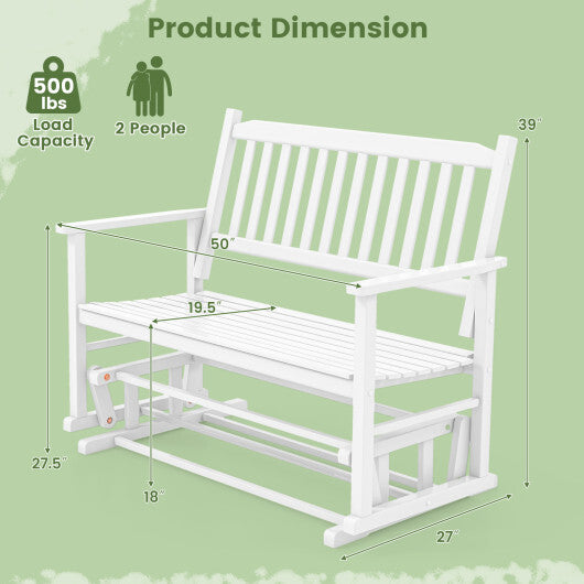 2 Seats Outdoor Glider Bench with Armrests and Slatted Seat-Gray W2B