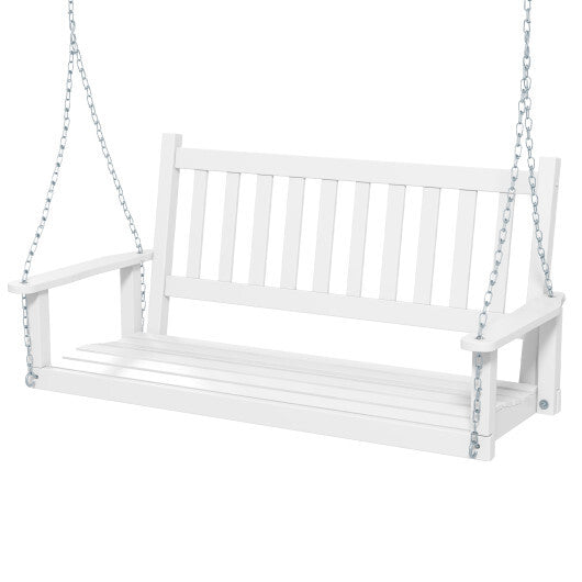 2-Person Wooden Outdoor Porch Swing with 500 lbs Weight Capacity-Brown W2B